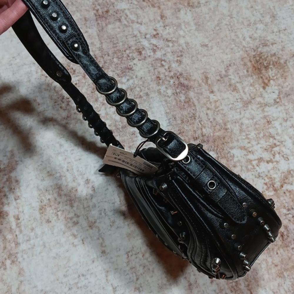 NEW Studded Black Shoulder Bag - Women - Picture 8 of 13